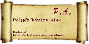 Polyákovics Alex névjegykártya